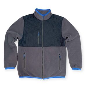 Men’s Black Full Zip Jacket Fleece Grey size S